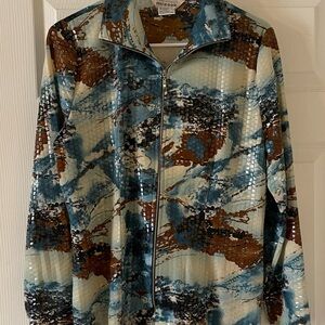 Misook Blue and Brown Abstract Jacket